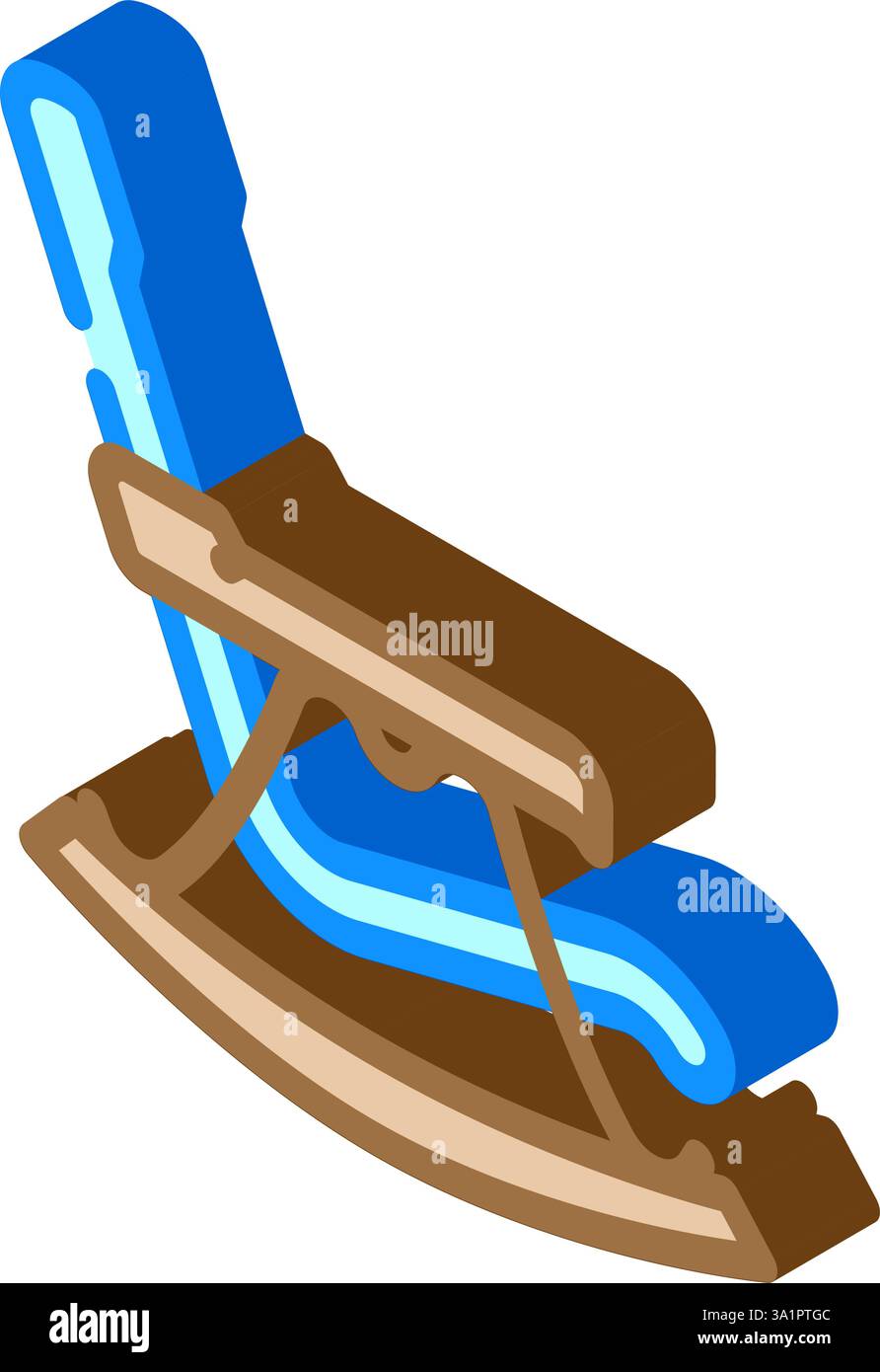 illustrazione vettoriale dell'icona isometrica della sedia a dondolo con collo rosso Illustrazione Vettoriale