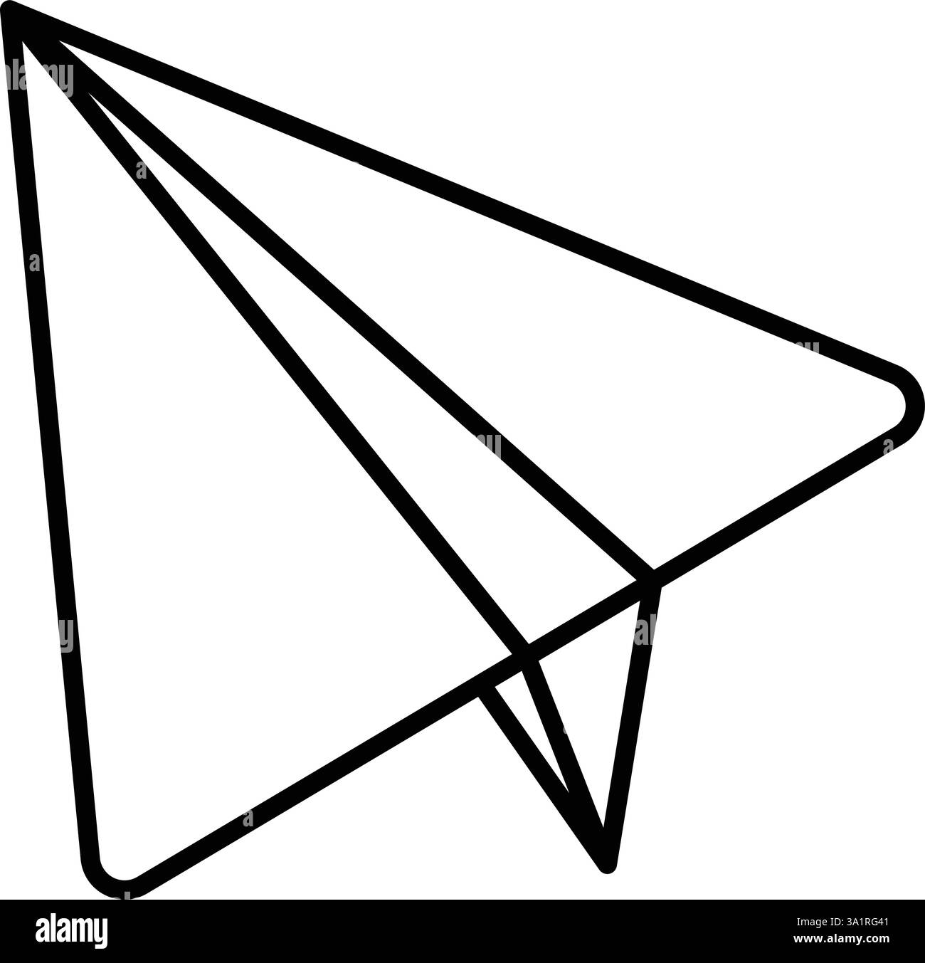Un aereo di carta è disegnato in bianco e nero. Concetto di semplicità e nostalgia, in quanto gli aerei di carta sono spesso associati ai ricordi d'infanzia e. Illustrazione Vettoriale