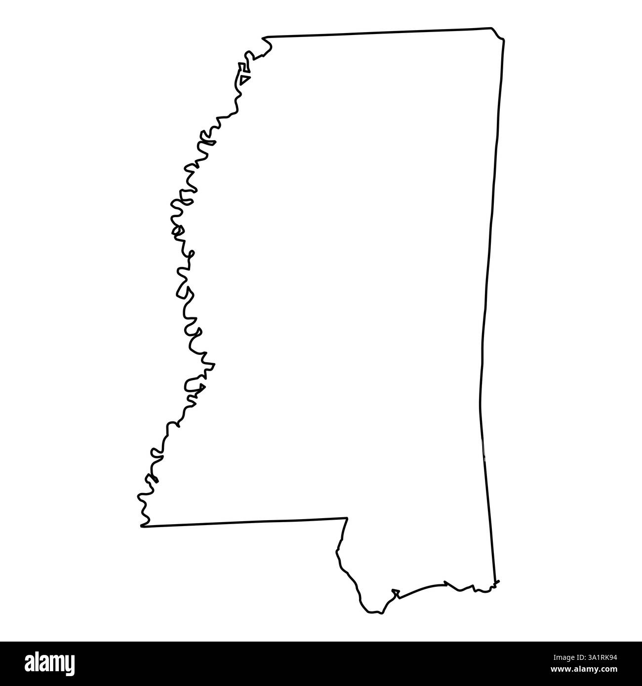 Immagine immagine di scorta della mappa dello stato del Mississippi Illustrazione Vettoriale