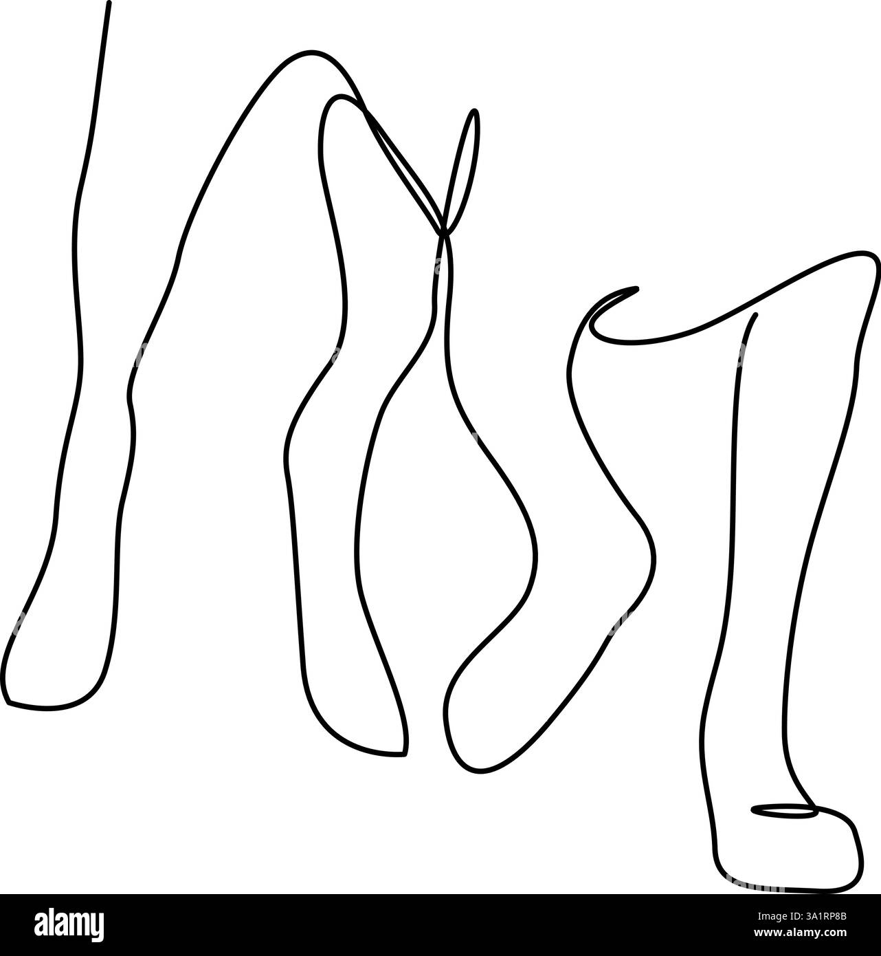 Disegno continuo di zampe di cane su una linea durante una passeggiata. Zoppicante cane con una gamba sollevata dal pavimento. Illustrazione a riga singola astratta, traccia modificabile Illustrazione Vettoriale