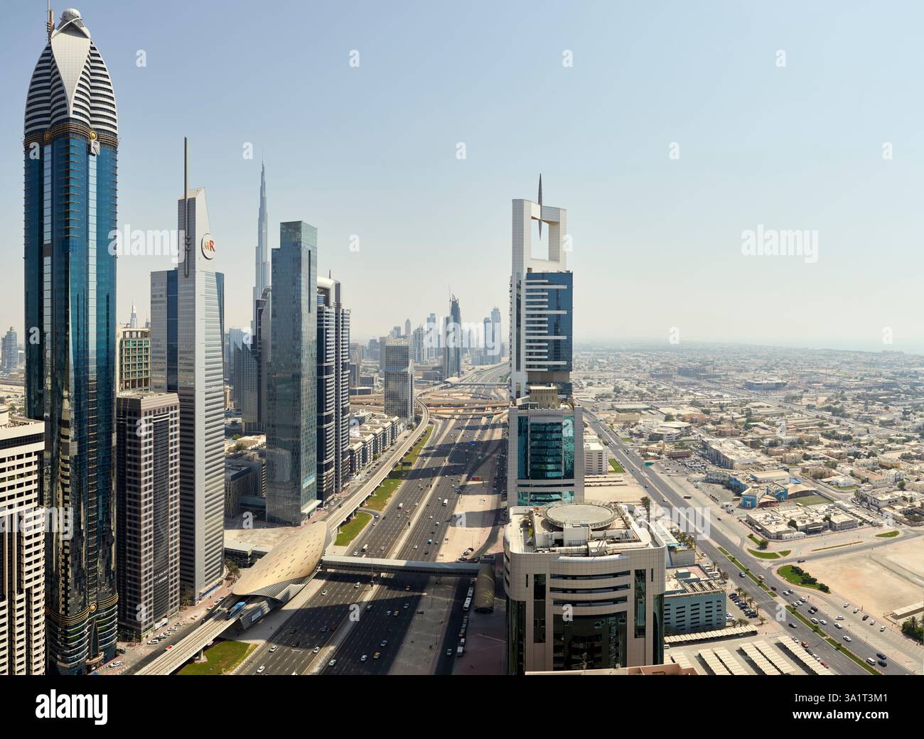 Vista panoramica della città di Dubai Foto Stock
