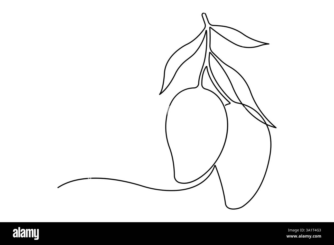 Una linea continua di disegno di sano mango organico fresco tropicale fruttetto icona vettoriale Illustrazione Vettoriale