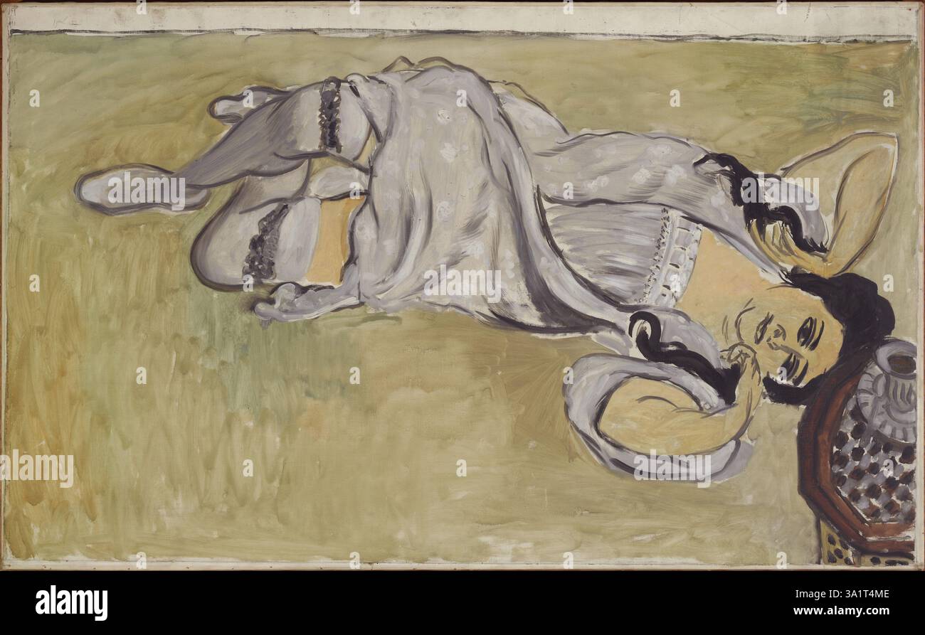 Lorette con tazza di caffè, 1917. Titolo alternativo: Laurette con una tazza di caffè. Il motivo a scacchi di un piccolo tavolo di legno con un inserto in madreperla, probabilmente di origine tunisina, è visibile in basso a destra. Si trova nella Collezione di Mus&#xe9;e National d'art moderne, Centre Georges Pompidou, Parigi. Foto Stock