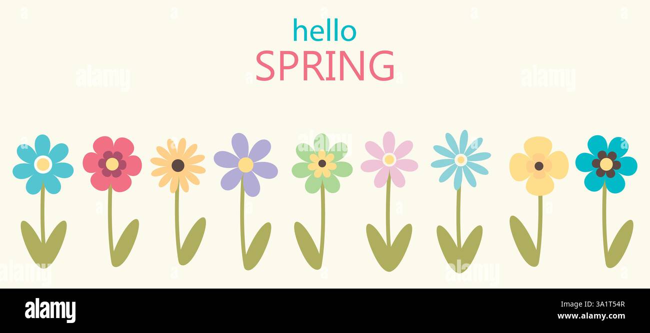 Fiori primaverili. Modello vettoriale. Semplice illustrazione piatta. Illustrazione Vettoriale