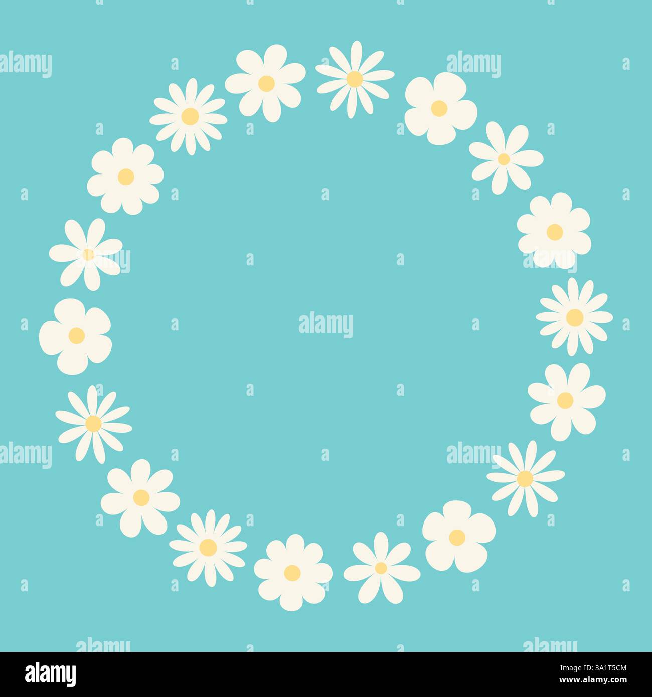 Fiori primaverili. Telaio di forma rotonda. Modello vettoriale. Semplice illustrazione piatta. Illustrazione Vettoriale