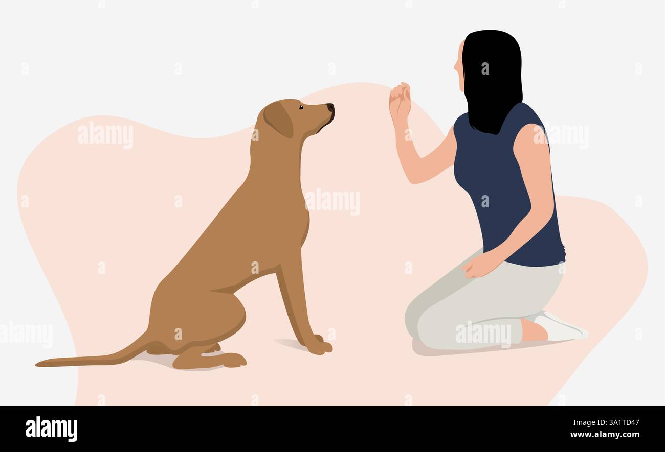 Donne che addestrano il suo cane illustrazione piatta sfondo bianco isolato Illustrazione Vettoriale Donne che addestrano il suo cane illustrazione piatta sfondo bianco isolato Illustrazione Vettoriale