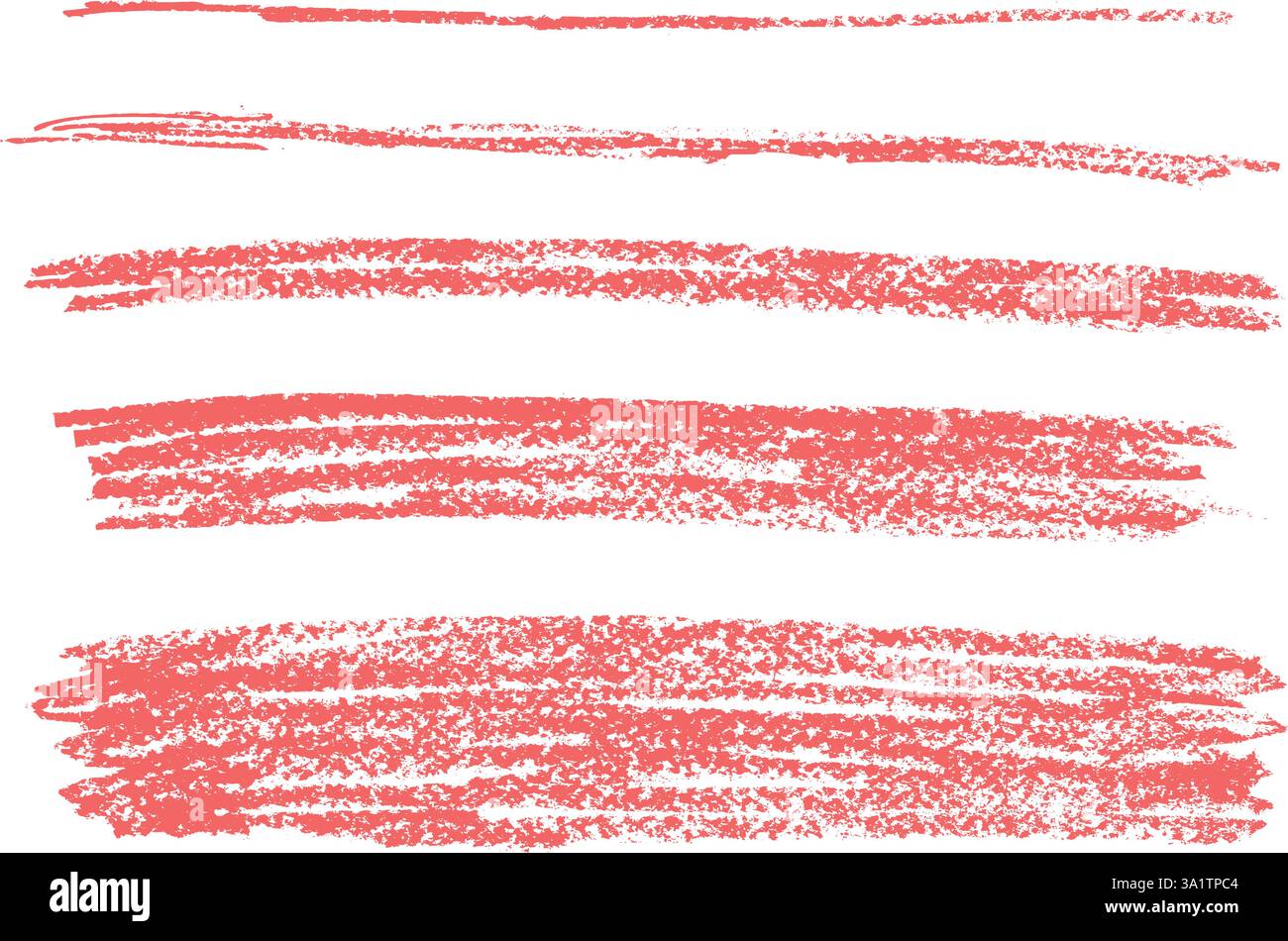 Set di sottolineature pastello. Confezione di linee di tracciatura a matita. Illustrazione dei tratti di pennello barrato disegnato a mano con vettore isolato. Rosso mette in risalto il classico scritto a mano Illustrazione Vettoriale