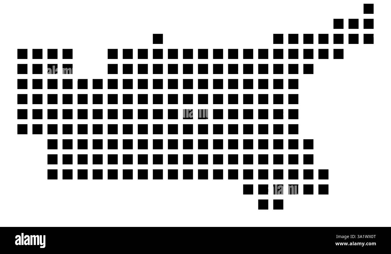 Mappa dei simboli di Salt Lake City (Utah) che mostra la città con un motivo di pochi quadrati neri Foto Stock