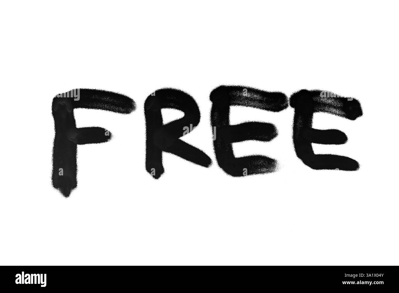 Word Free scritto in nero spray in stile graffiti, isolato su sfondo bianco come concetto di sovrapposizione grafica Freedom Foto Stock