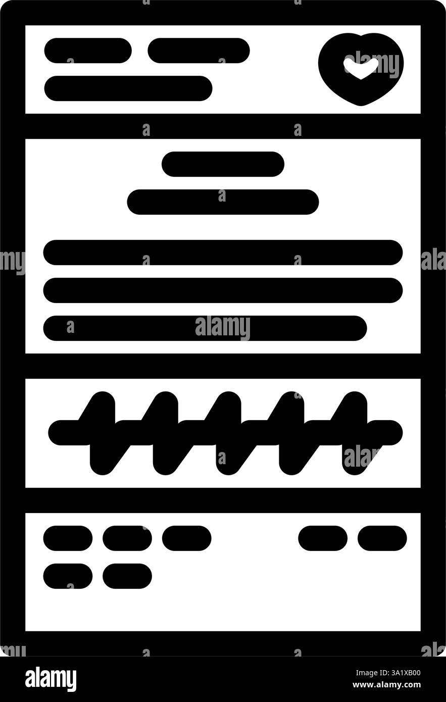 illustrazione vettoriale dell'icona della linea del referto cardiologico Illustrazione Vettoriale