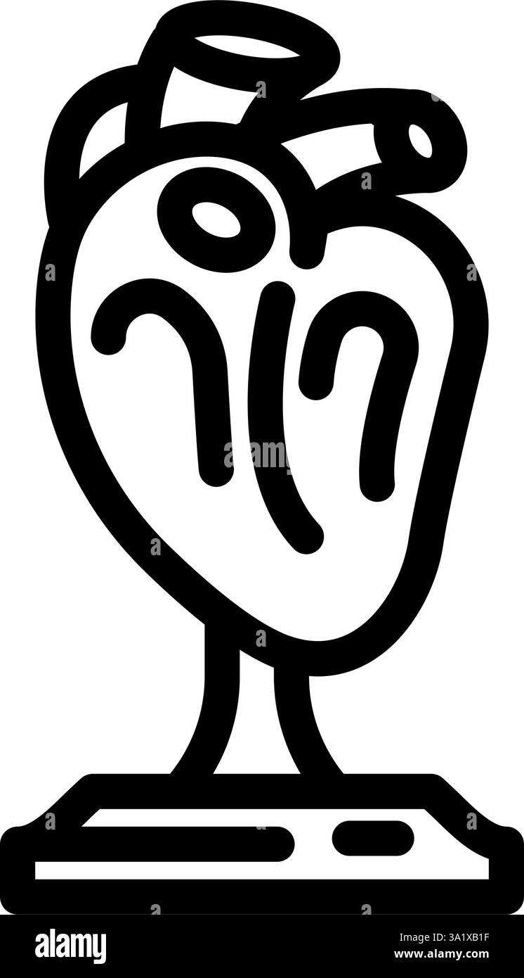illustrazione vettoriale dell'icona della linea cardiologica del modello cardiaco Illustrazione Vettoriale