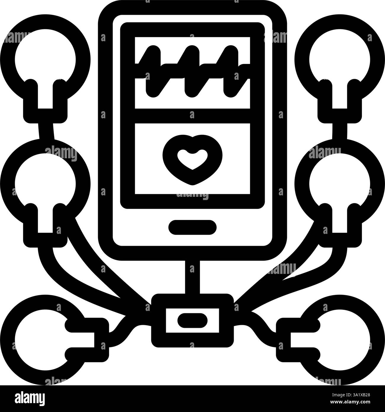 illustrazione vettoriale dell'icona della linea cardiologica del monitor holter Illustrazione Vettoriale