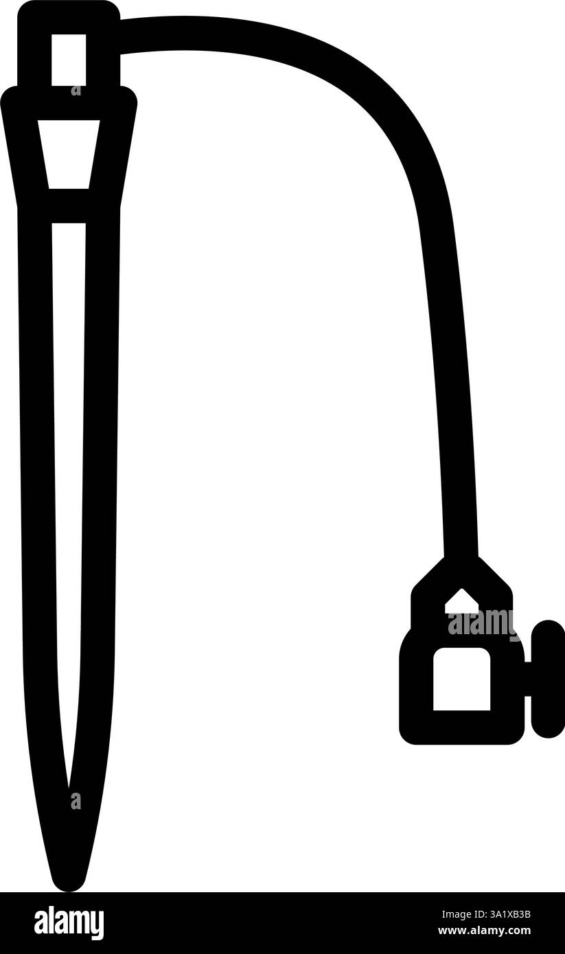 illustrazione vettoriale dell'icona della linea cardiologica del catetere cardiaco Illustrazione Vettoriale