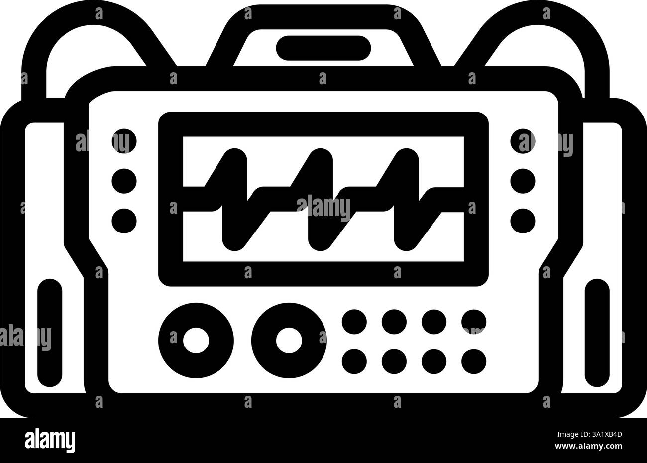 illustrazione vettoriale dell'icona della linea cardiologica del defibrillatore Illustrazione Vettoriale