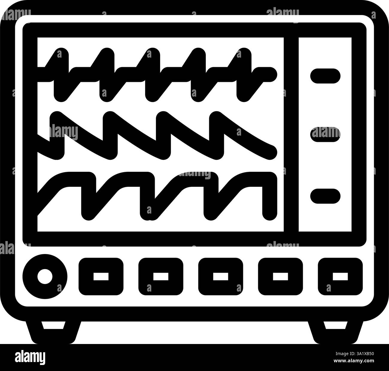 illustrazione vettoriale dell'icona della linea cardiologica del monitor della frequenza cardiaca Illustrazione Vettoriale