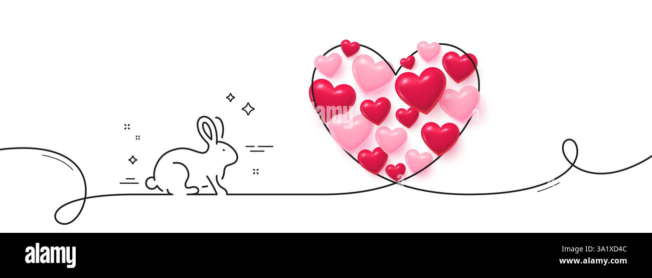 Icona della linea testata per animali. Linea continua grande cuore. Segno Bio cosmetici. Simbolo del commercio equo e solidale. cuori 3d in loop a forma di cuore. Testato su animali, linea singola r Illustrazione Vettoriale