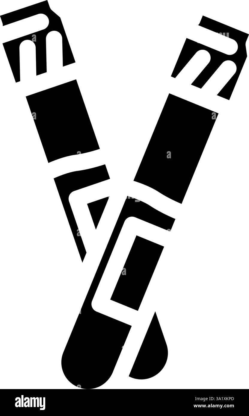 illustrazione vettoriale delle fiale per esami ematici con icona di glifo per cardiologia Illustrazione Vettoriale