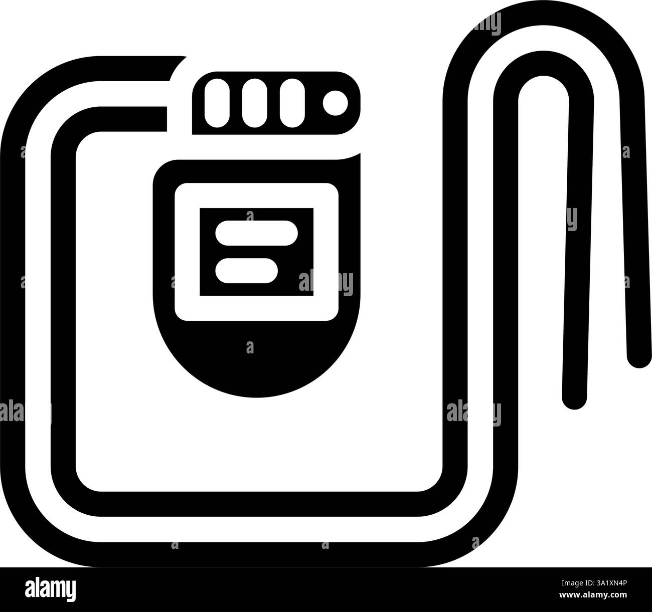 illustrazione del vettore dell'icona del glifo del defibrillatore cardioverter impiantabile Illustrazione Vettoriale