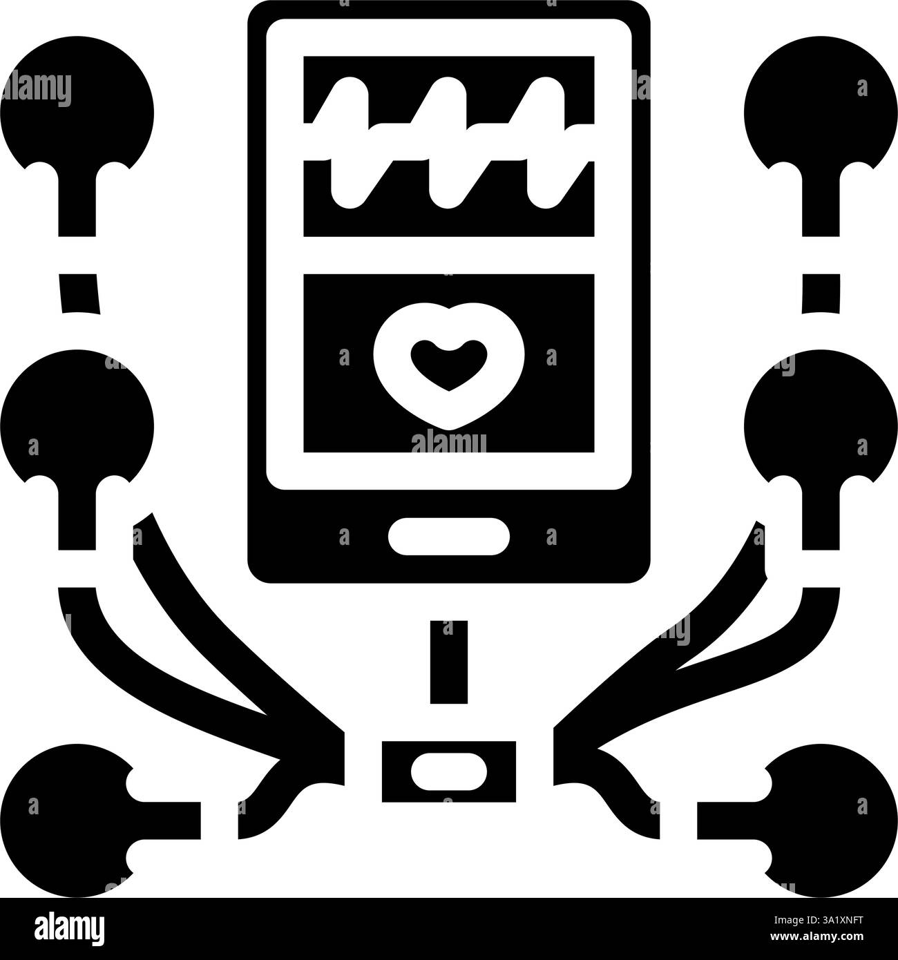 illustrazione vettoriale dell'icona glifo cardiologico del monitor holter Illustrazione Vettoriale