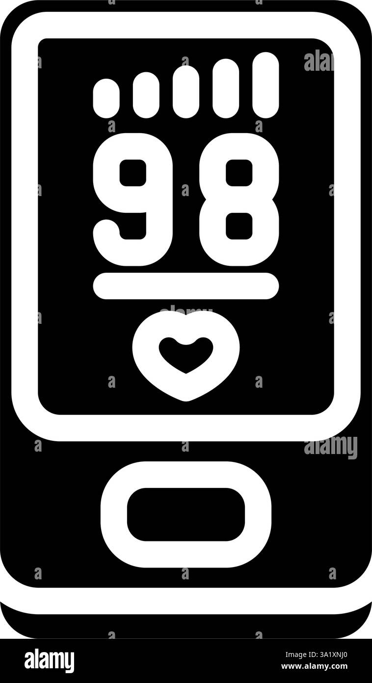 illustrazione vettoriale dell'icona del glifo del pulsossimetro cardiologico Illustrazione Vettoriale