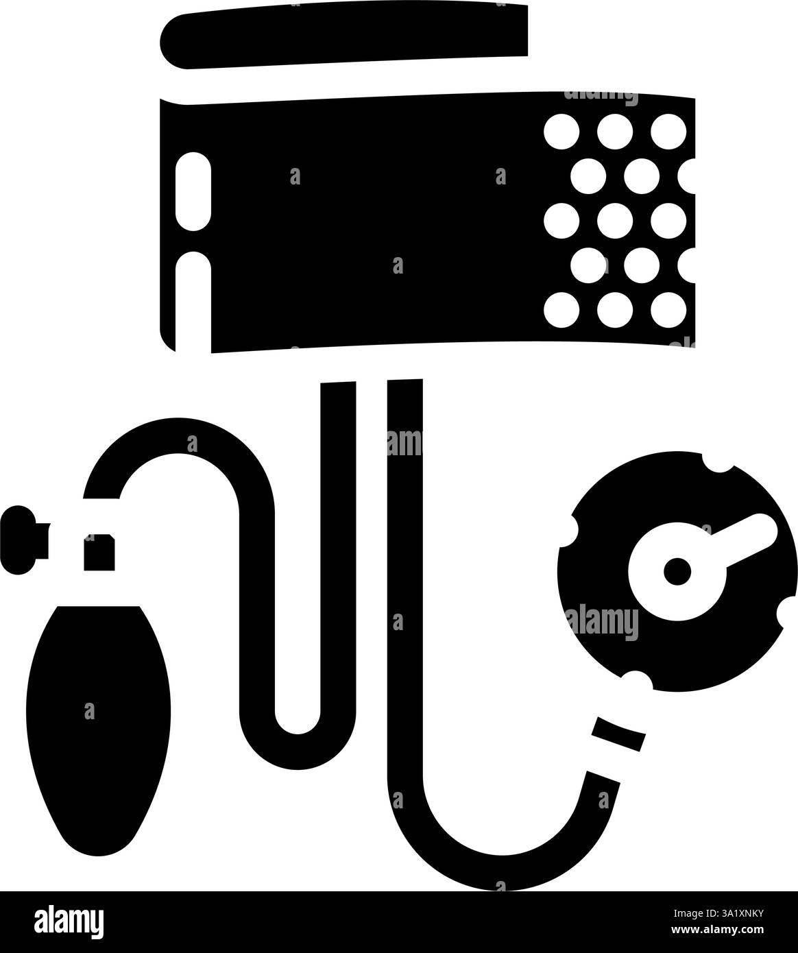 illustrazione vettoriale dell'icona glifo cardiologico dello sfigmomanometro Illustrazione Vettoriale