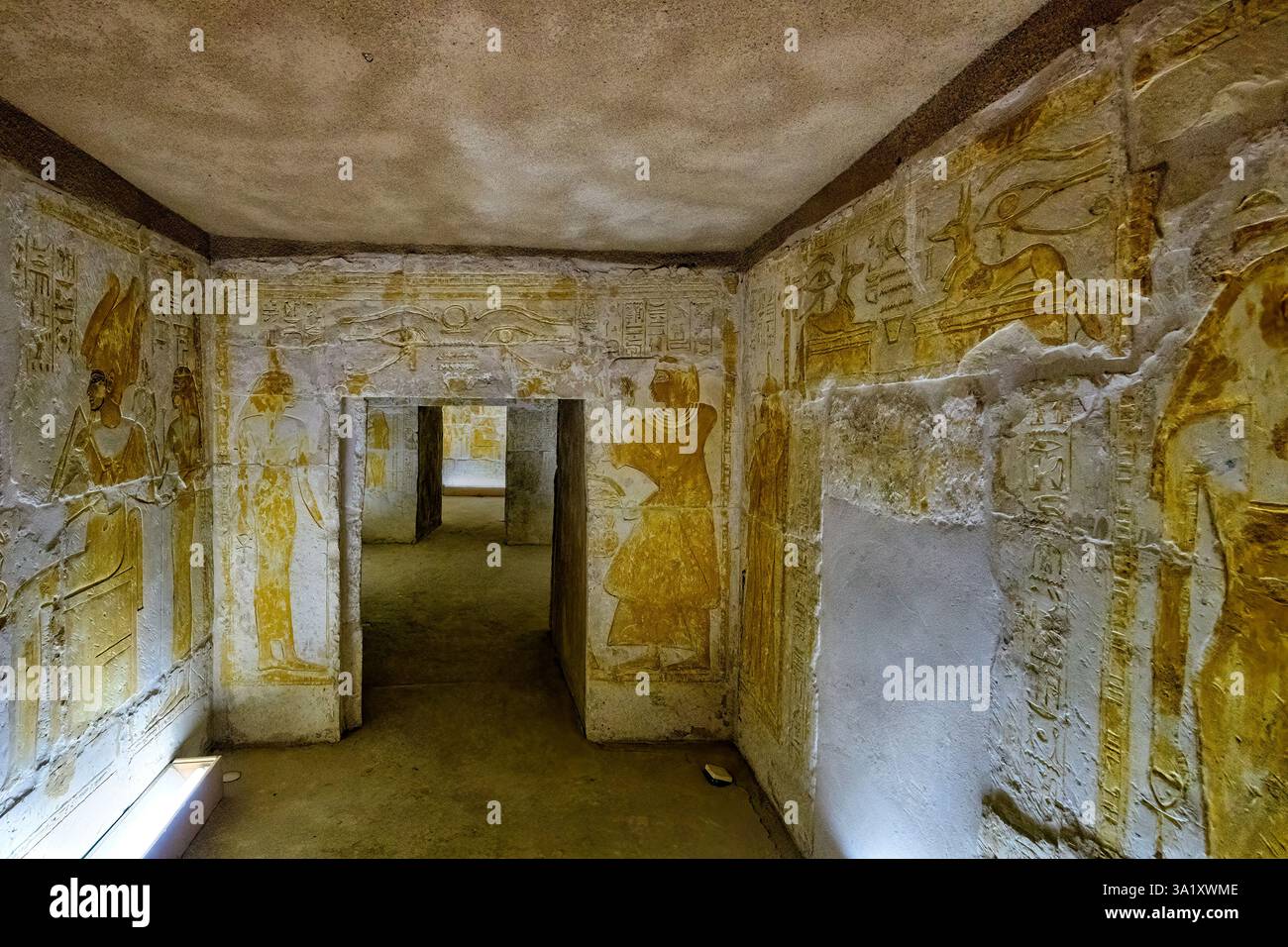 Sottostruttura restaurata della camera H nella Tomba di Maya e Meryt Foto Stock