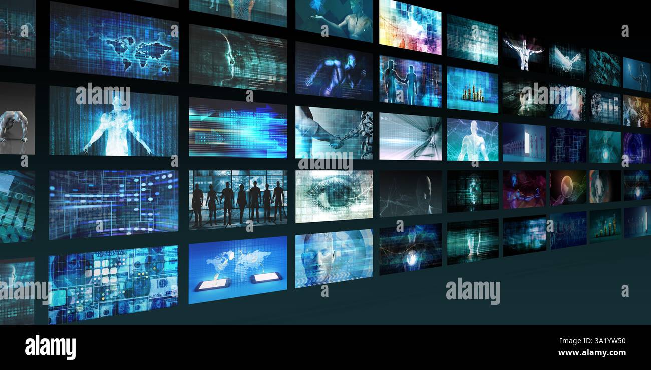 Digital Marketing e Pubblicità utilizzando la tecnologia nota Foto Stock