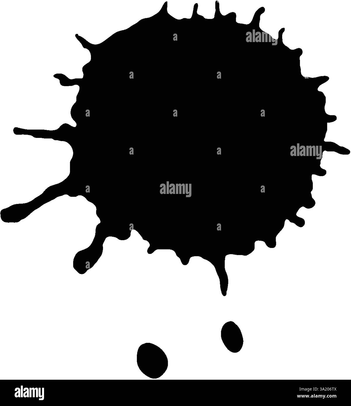 Illustrazione dinamica a spruzzo di inchiostro nero con bordi audaci e irregolari. Perfetto per progetti creativi che richiedono un impatto visivo sorprendente Illustrazione Vettoriale