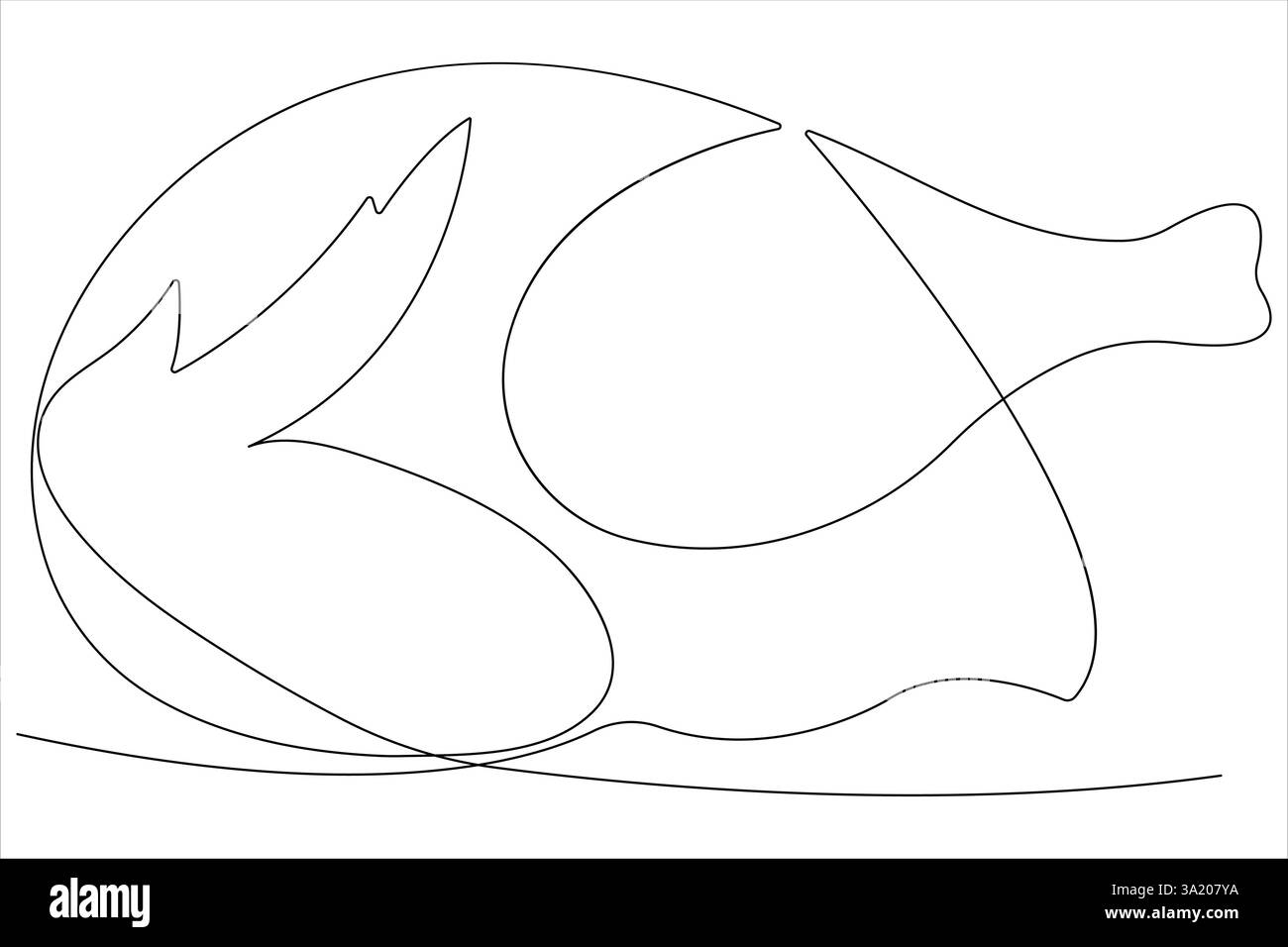 Carne di tacchino di pollo intero disegno continuo su una linea del vettore Illustrazione Vettoriale