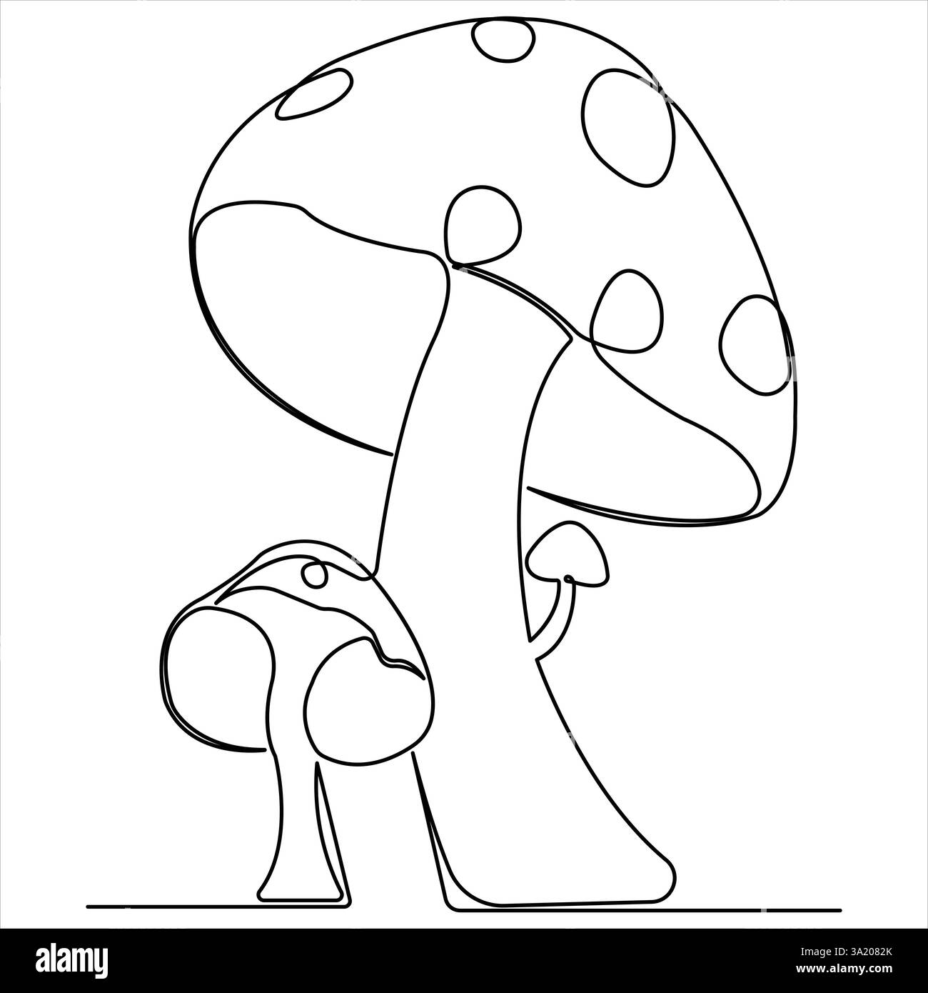 Disegno grafico continuo su una linea dell'illustrazione vettoriale del contorno a fungo Illustrazione Vettoriale