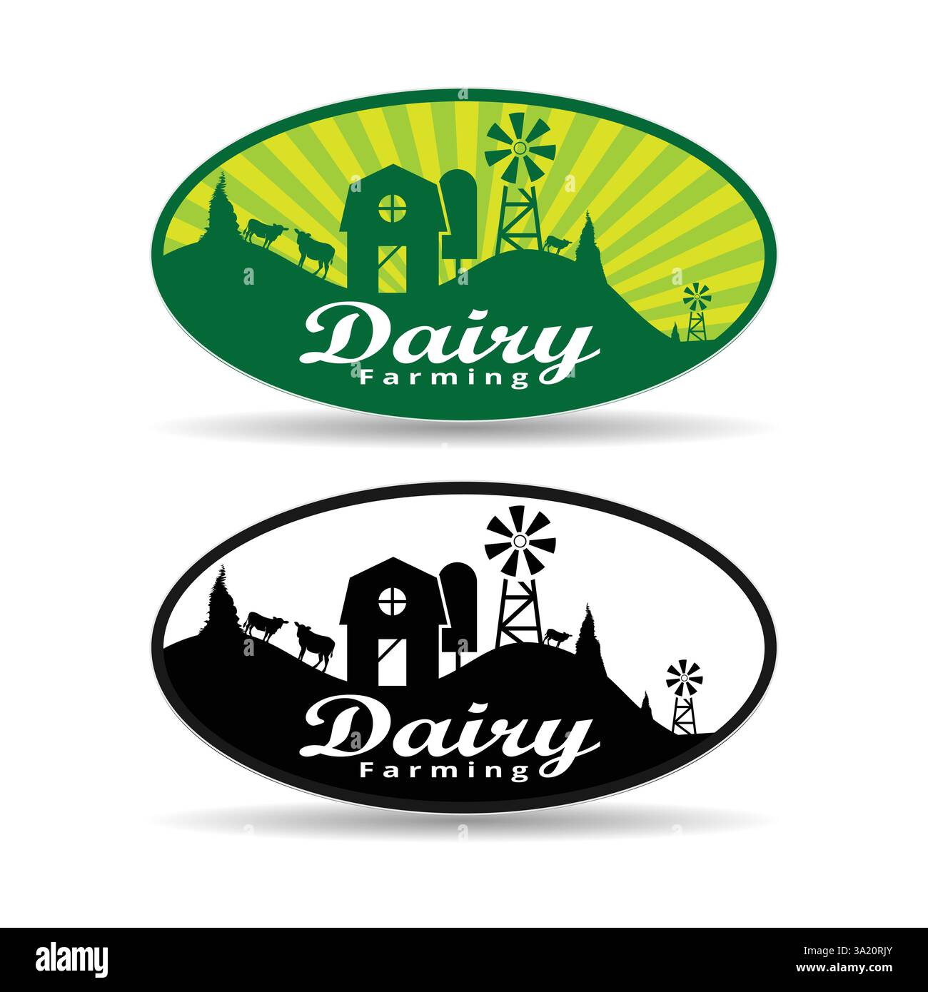 design vettoriale del logo dell'azienda lattiero-casearia Illustrazione Vettoriale