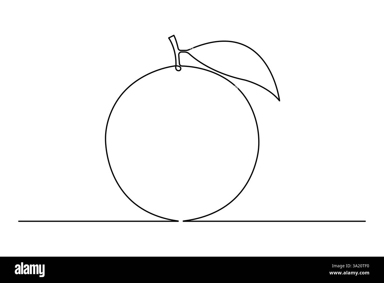 Disegno grafico vettoriale astratto continuo su una singola linea dell'icona frutto arancione nello schizzo Illustrazione Vettoriale