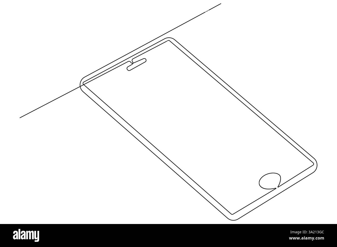 Grafica continua su una linea smartphone telefono cellulare gadget touch screen tecnologia moderna il design delinea l'illustrazione vettoriale Illustrazione Vettoriale