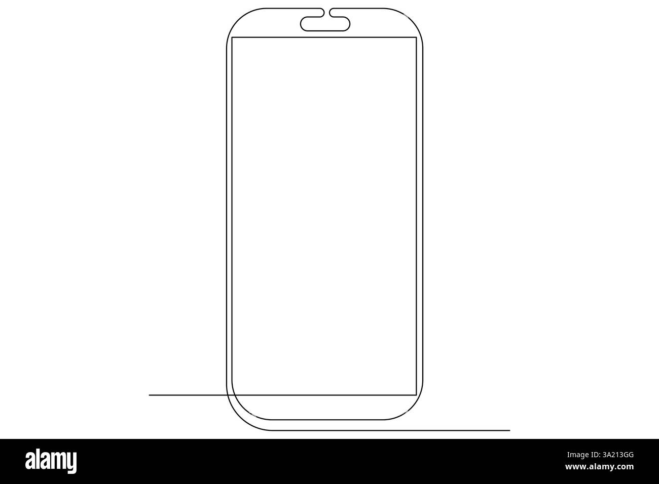 Grafica continua su una linea smartphone telefono cellulare gadget touch screen tecnologia moderna il design delinea l'illustrazione vettoriale Illustrazione Vettoriale