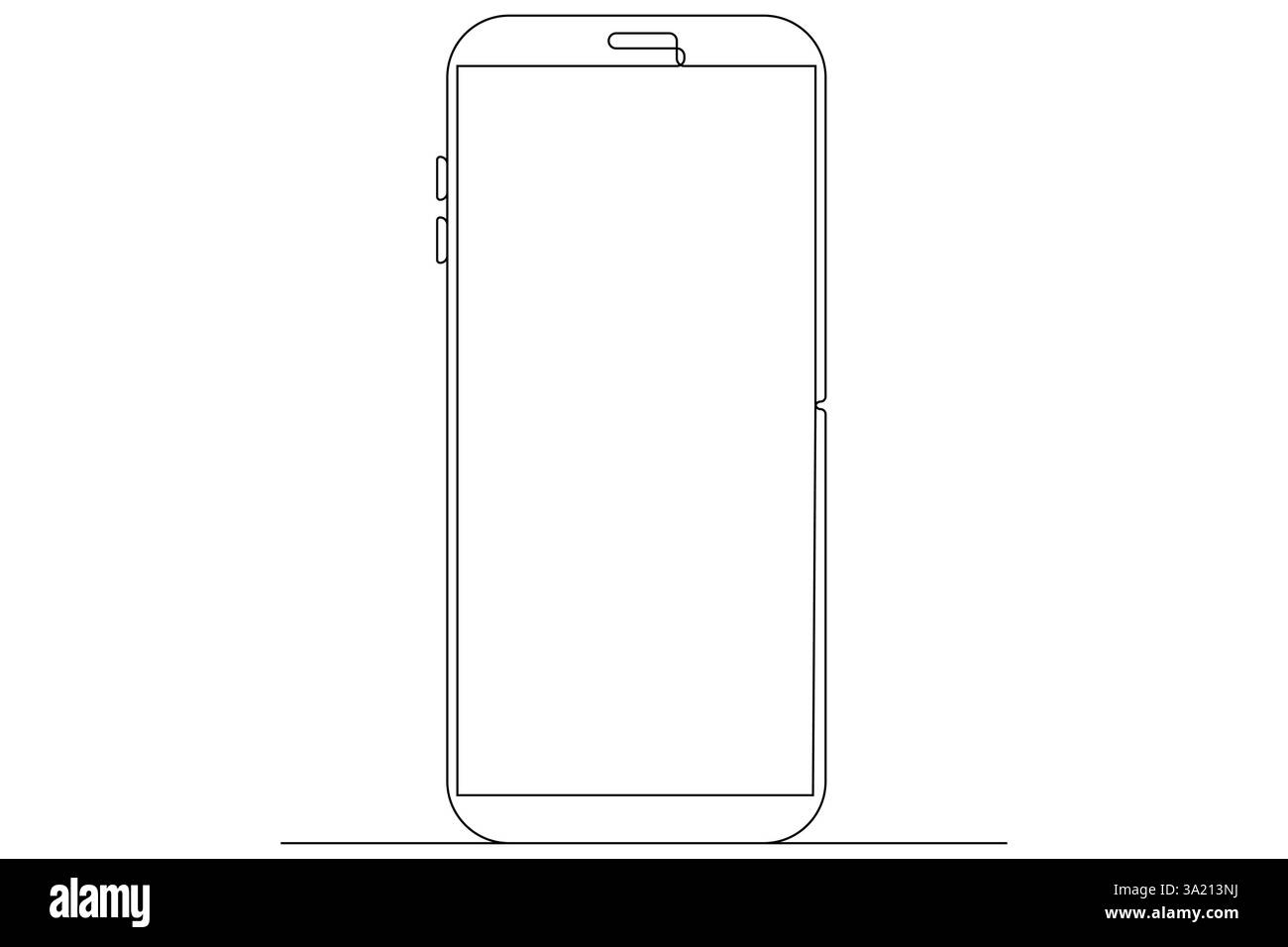 Grafica continua su una linea smartphone telefono cellulare gadget touch screen tecnologia moderna il design delinea l'illustrazione vettoriale Illustrazione Vettoriale