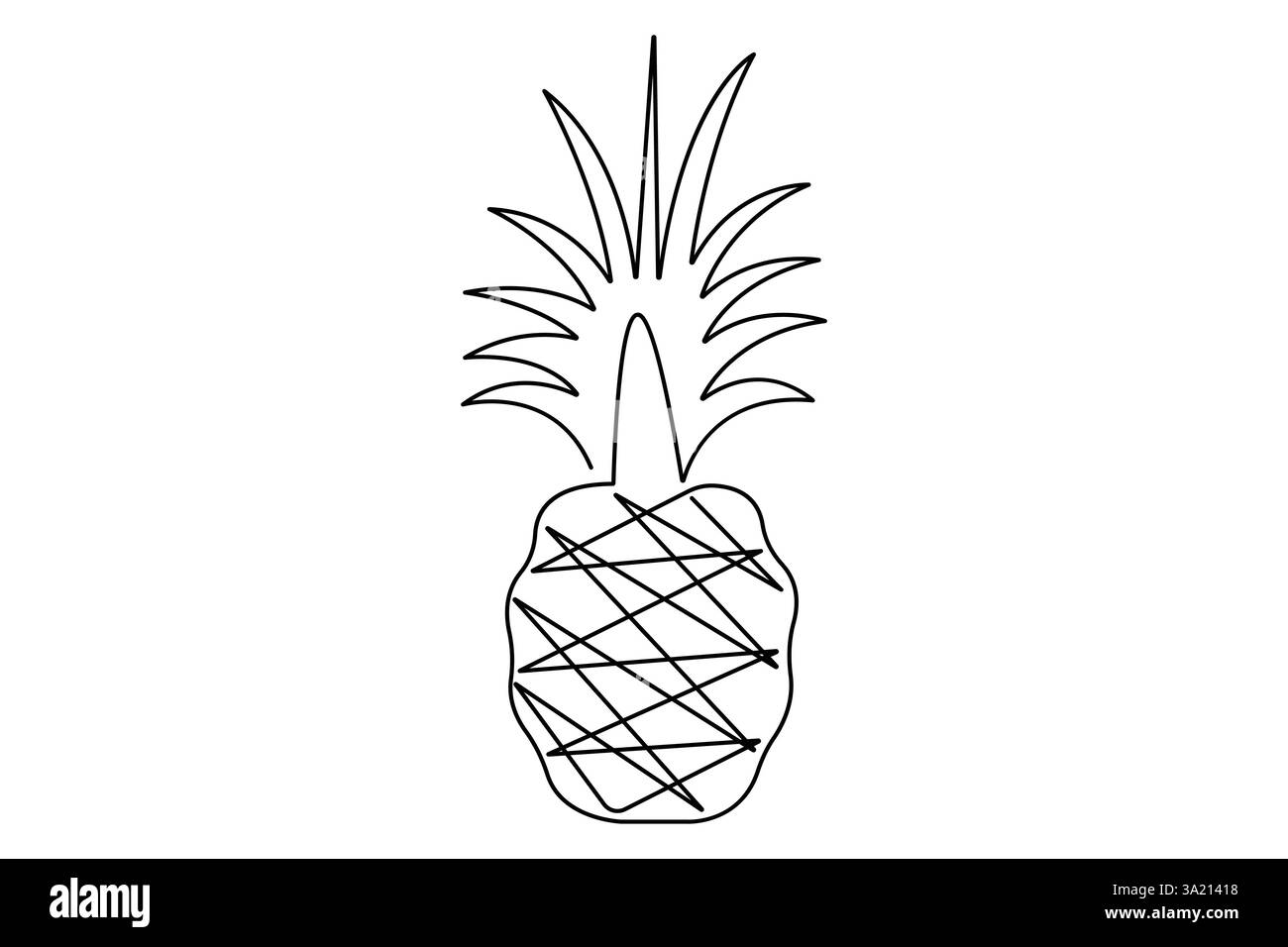 Grafica continua su una sola linea che disegna un'illustrazione vettoriale di ananas biologico fresco e sano Illustrazione Vettoriale