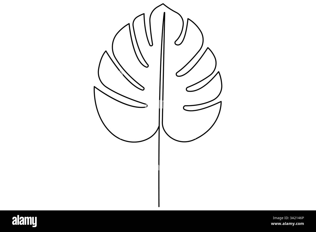 Illustrazione vettoriale, disegno continuo di una linea del design delle foglie di palma Illustrazione Vettoriale