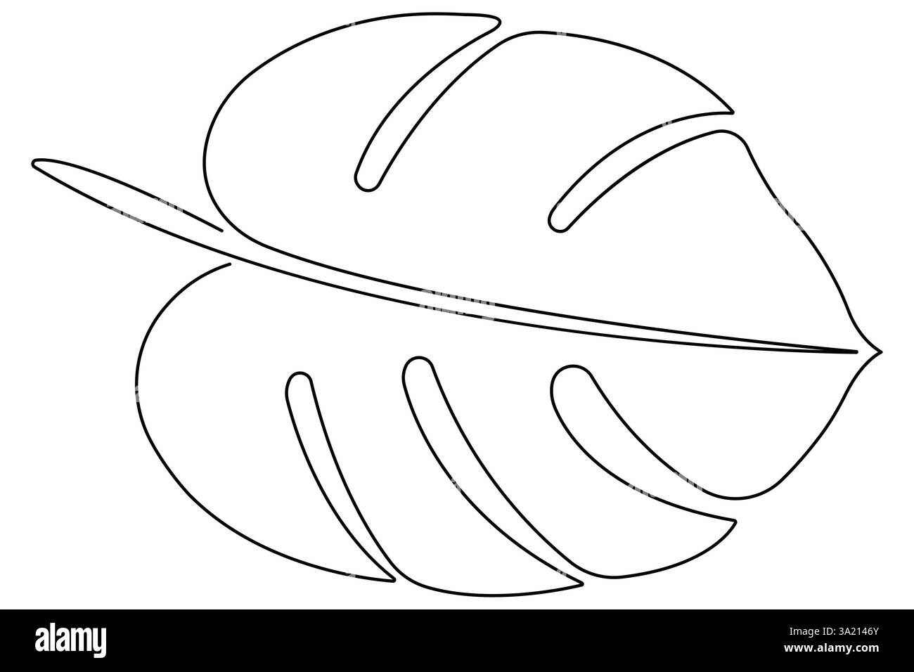 Illustrazione vettoriale, disegno continuo di una linea del design delle foglie di palma Illustrazione Vettoriale