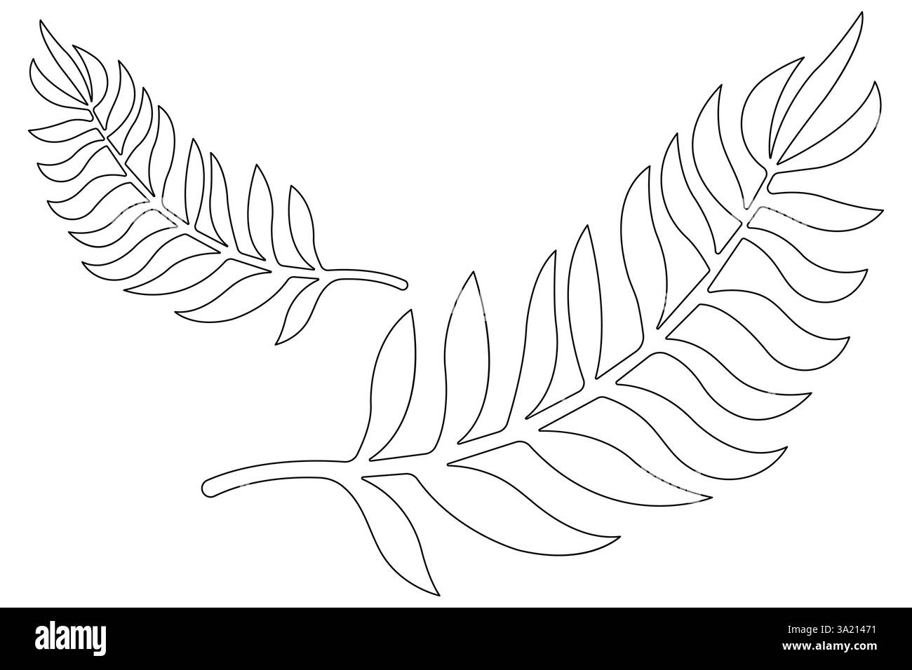 Illustrazione vettoriale, disegno continuo di una linea del design delle foglie di palma Illustrazione Vettoriale