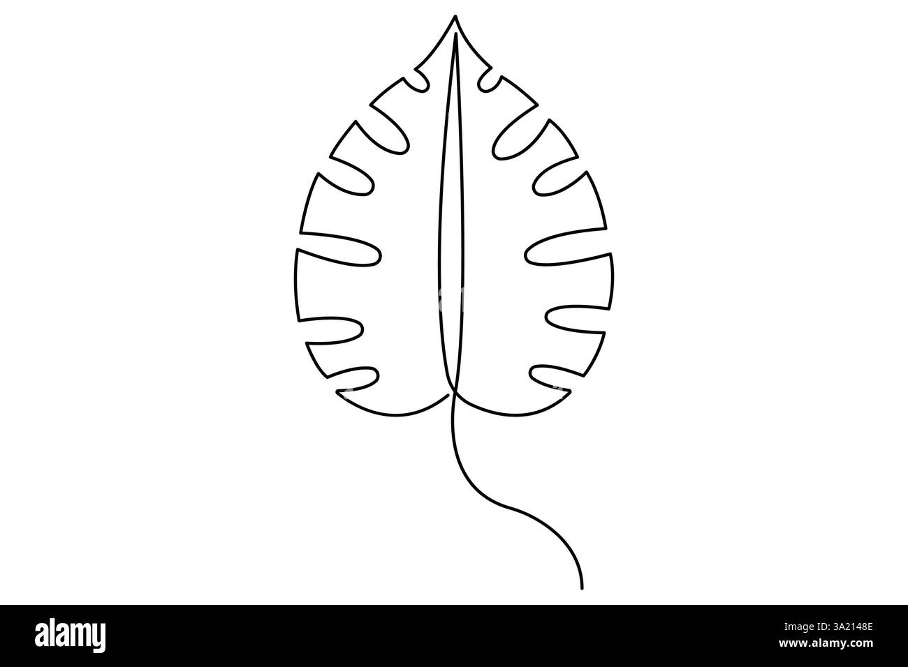 Illustrazione vettoriale, disegno continuo di una linea del design delle foglie di palma Illustrazione Vettoriale