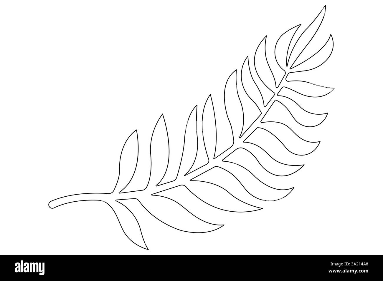 Illustrazione vettoriale, disegno continuo di una linea del design delle foglie di palma Illustrazione Vettoriale