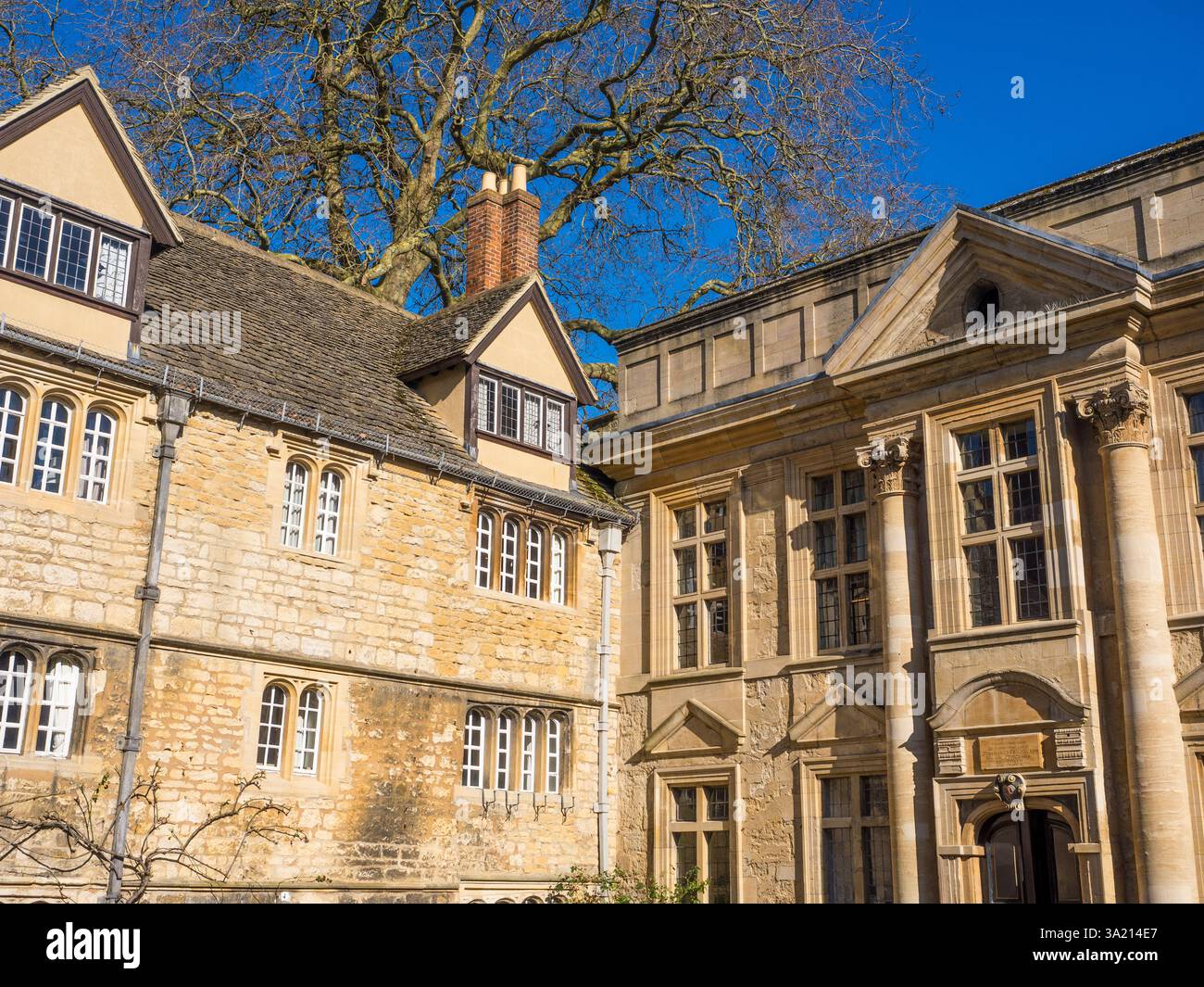 Right Old Library Building, St Edmunds Hall, University of Oxford, Oxford, Oxfordshire, Inghilterra, Regno Unito, Gran Bretagna. Foto Stock