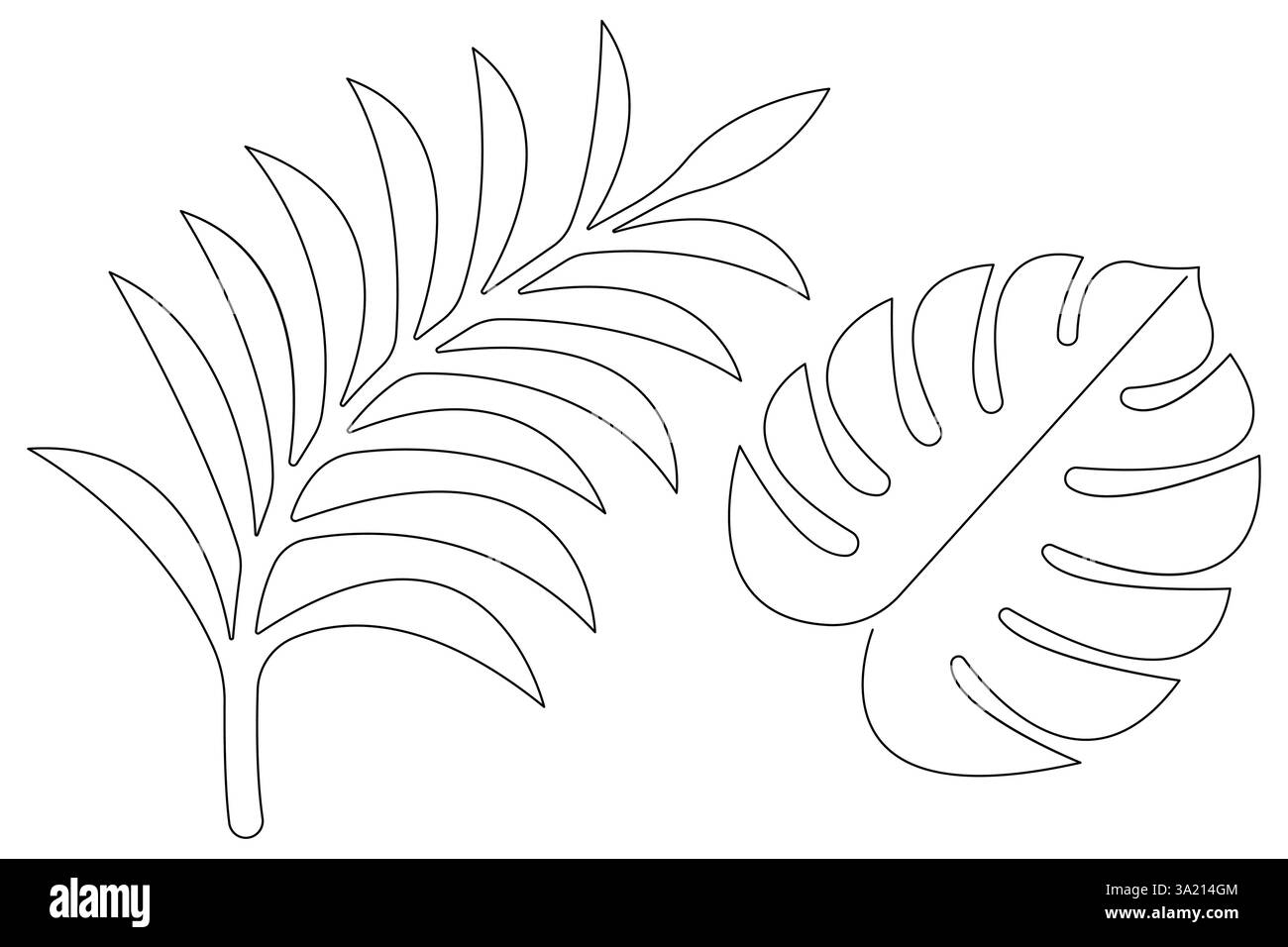 Illustrazione vettoriale, disegno continuo di una linea del design delle foglie di palma Illustrazione Vettoriale