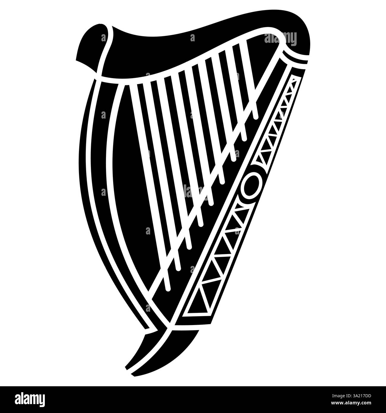 Irlanda strumento musicale Harp in stile vintage, retrò, illustrazione sul tema della festa di San Patrizio Illustrazione Vettoriale