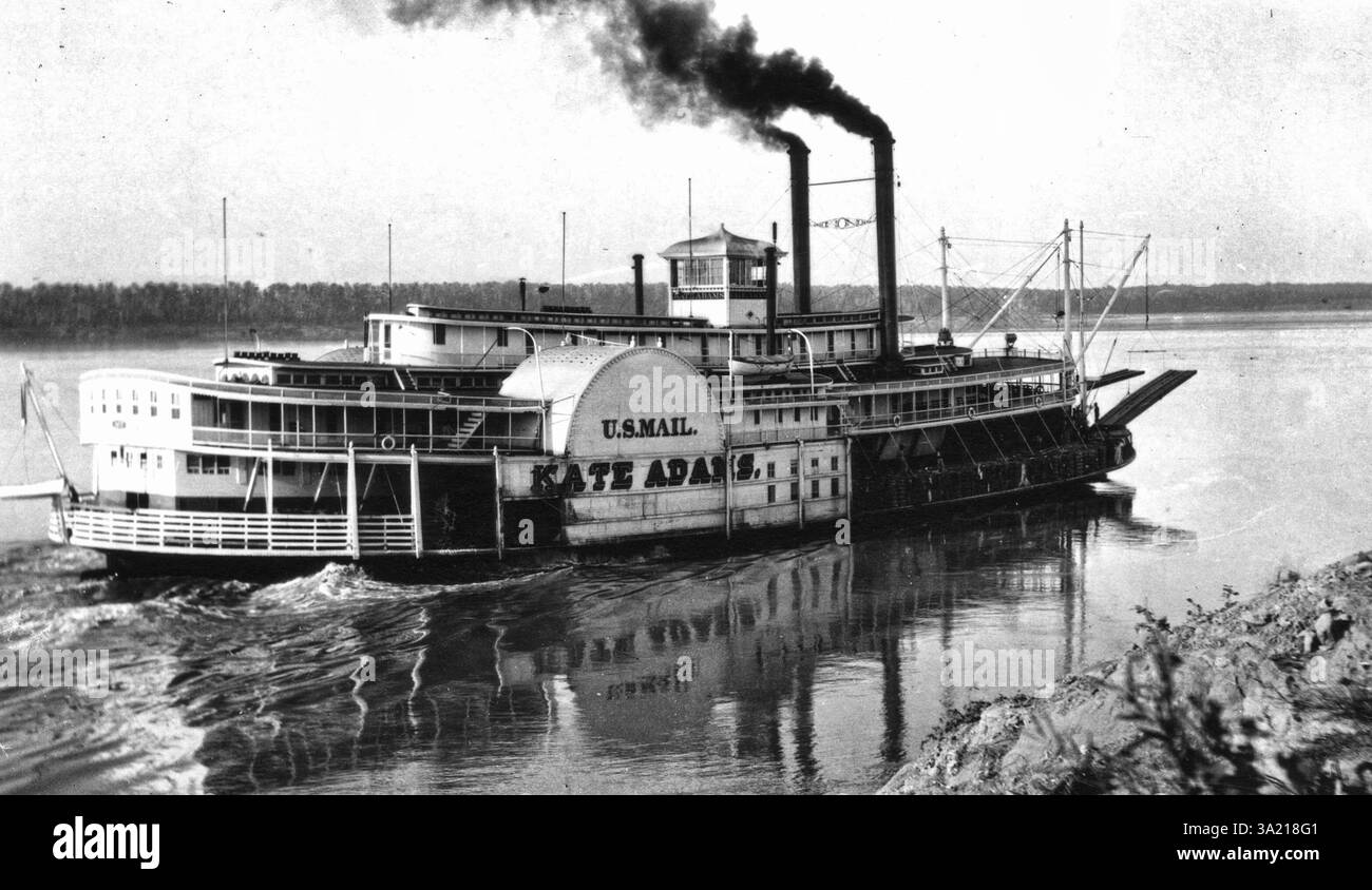 La Kate Adams, costruita nel 1898 (la terza barca con quel nome), era la più veloce e meglio equipaggiata sul fiume, e una delle più riuscite - con il suo scafo in acciaio, sopravvisse fino al 1927. Un tempo, era sotto il comando del famoso capitano Grant Marsh. Foto Stock