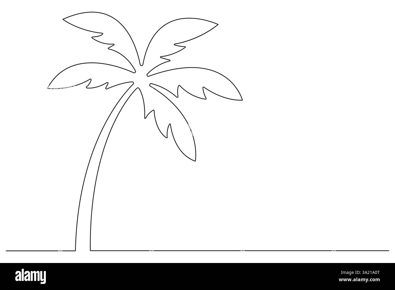 Disegno grafico continuo di una linea di un albero di palma di un'illustrazione vettoriale isolata Illustrazione Vettoriale