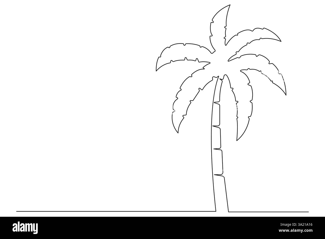 Disegno grafico continuo di una linea di un albero di palma di un'illustrazione vettoriale isolata Illustrazione Vettoriale