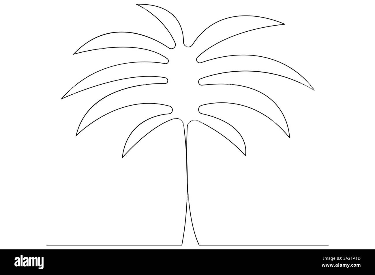 Disegno grafico continuo di una linea di un albero di palma di un'illustrazione vettoriale isolata Illustrazione Vettoriale