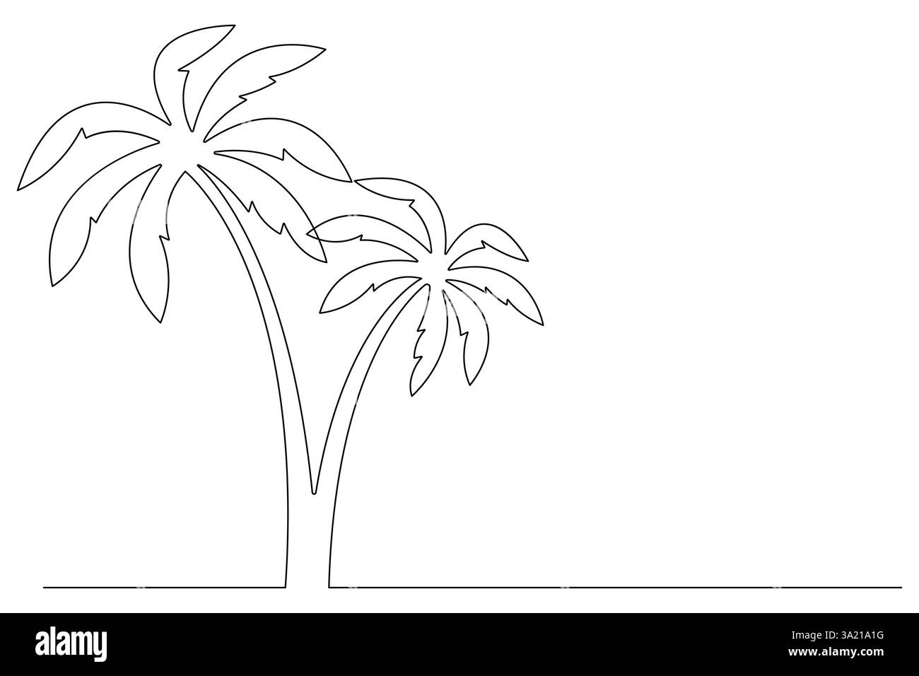Disegno grafico continuo di una linea di un albero di palma di un'illustrazione vettoriale isolata Illustrazione Vettoriale