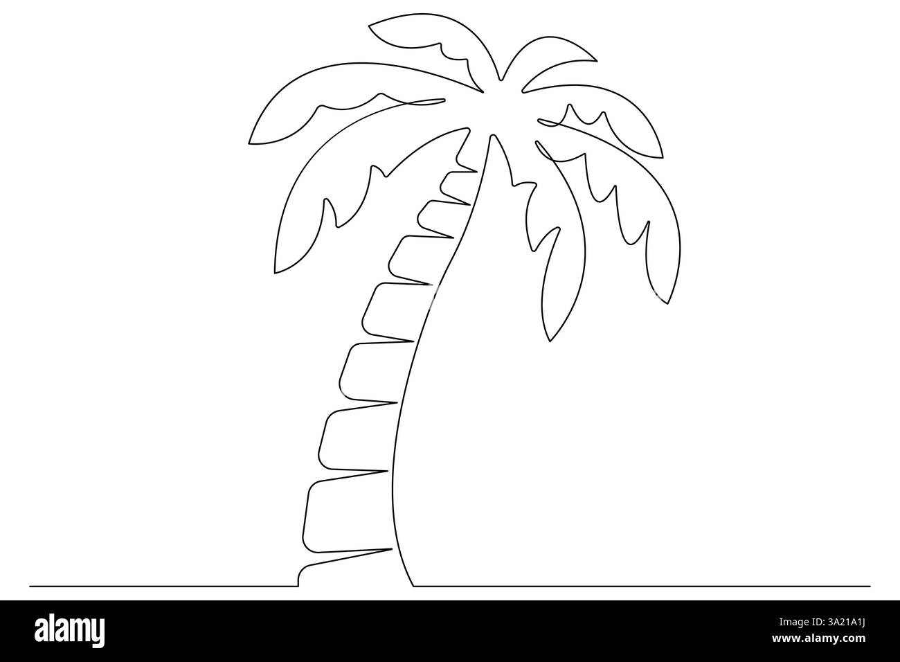 Disegno grafico continuo di una linea di un albero di palma di un'illustrazione vettoriale isolata Illustrazione Vettoriale